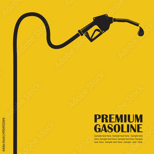 gasoline fuel pump nozzle poster isolated on yellow background