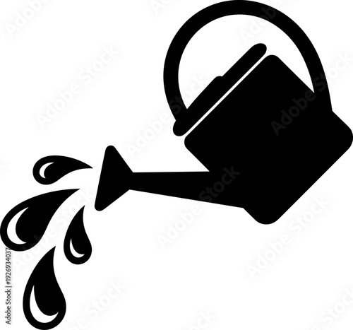 Essential Watering Can Icon Vector: Perfect for Garden Care, Plant Nurturing, and Horticultural Designs. Simple Black Silhouette for Web, Print, and App Interfaces.