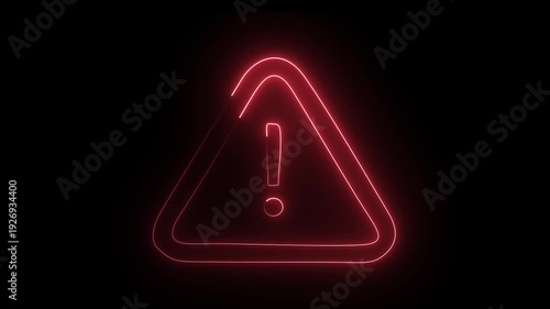 Alert warning exclamation danger icon animation on black background