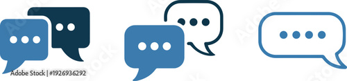 Various blue and white chat speech bubbles for communication and conversation online  social media