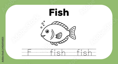 Fish coloring page for kids. Educational worksheet.