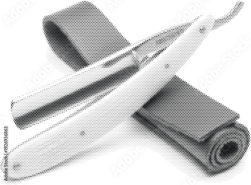 Vintage Straight Razor Halftone Vector Illustration Black and White Retro Barber Grooming Art Print