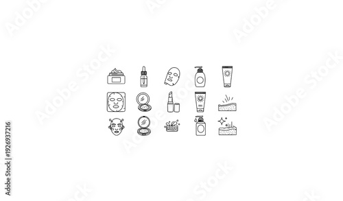 Skincare and Cosmetic Line Icons – Beauty Outline Vector Set