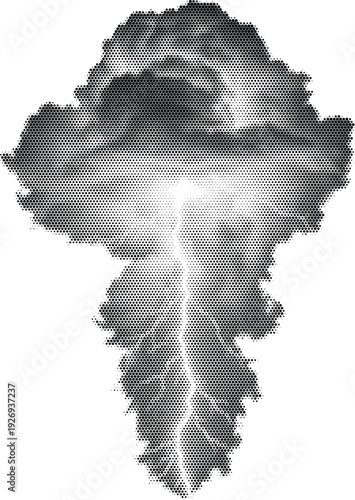 illustration halftone monochrome black white cloud storm radiant light retro comic