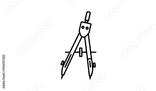Minimal line art compass drawing vector icon for architectural drafting tools