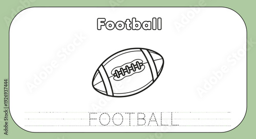 Football coloring page for kids. Sport activity