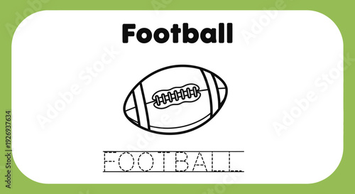 Football tracing worksheet for kids. Sport activity.