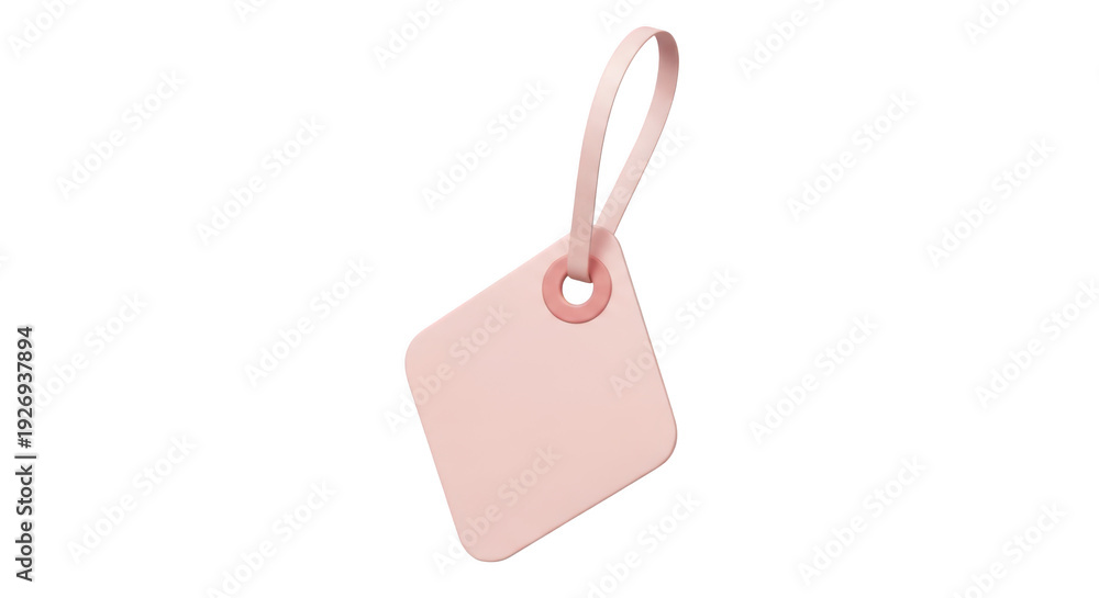 Fototapeta premium Pink leather luggage tag with strap on isolated transparent background