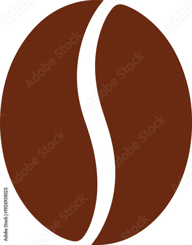 Stylized graphic representation of a single roasted coffee bean with a white central stripe