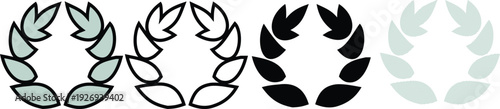 Laurel wreath icons set isolated on transparent background graphic elements for award and victory symbols design vector illustration