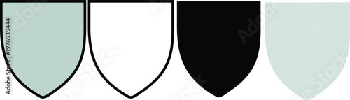 Shield emblems with internal circle shapes simple set of four abstract forms for security emblem and protection crest design element