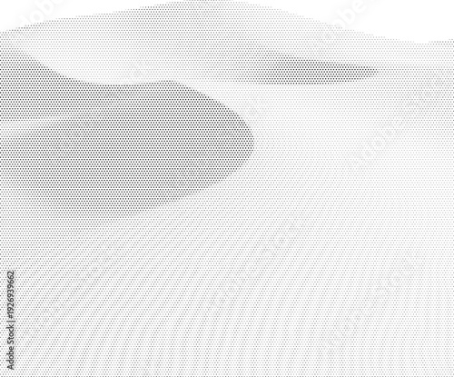 Wavy Sand Dunes Desert Halftone Vector Illustration Black White Retro Vintage Abstract Landscape Art