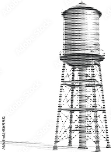 industrial visual black white monochrome tank radiant structure halftone illustration
