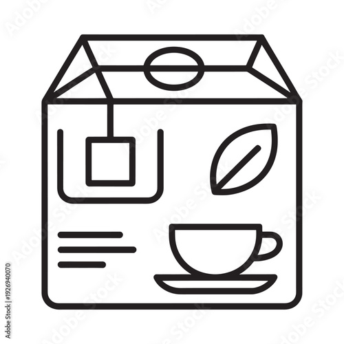 Line art illustration of a gable top carton with beverage imagery