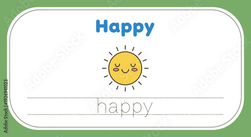 Happy learning card with sun illustration