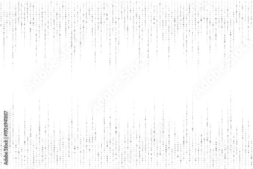 Binary code rain border. Digital numbers 0 and 1 pattern. Vector abstract technology grey futuristic backdrop. Falling data script bg.