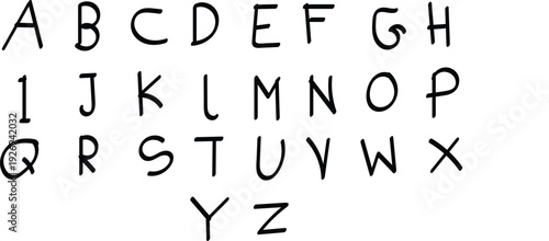 Alphabet Big hand letters in a handwritten font style