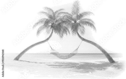nature visual black white monochrome beach radiant palms halftone illustration poster