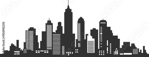 Modern city skyline silhouette collection featuring urban skyscrapers and metropolitan buildings for architectural design and city landscape isolated on white background