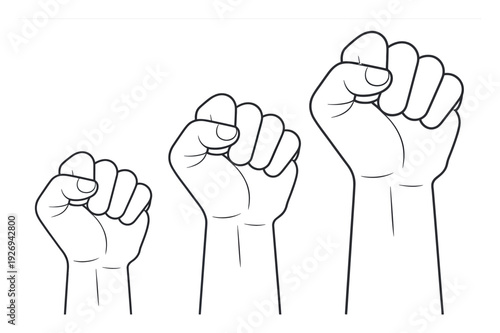 Three Fists Raised in Solidarity and Strength, Symbolizing Unity and Power