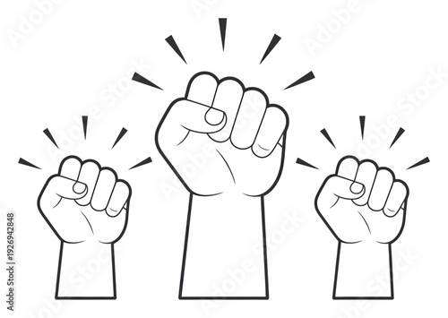 Three Raised Fists Symbolizing Power, Unity, and Protest