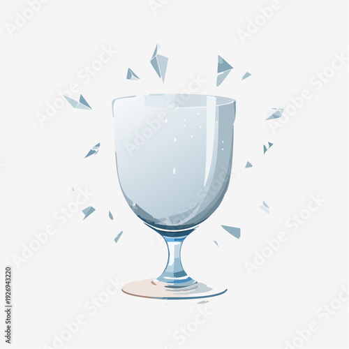 Dynamic illustration of a fragile glass goblet shattering into sharp fragments, symbolizing impact and vulnerability