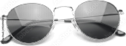 fashion object black white sunglasses radiant frame halftone pattern poster