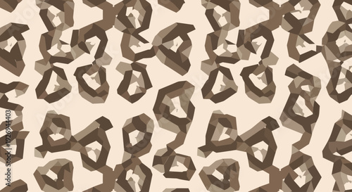 Abstract geometric pattern with irregular shapes in shades of brown and beige, repeating design.