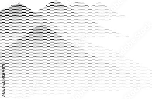 nature visual black white mountains radiant peak halftone illustration poster