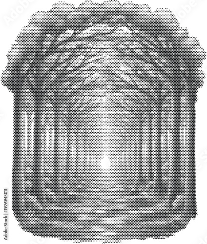 urban visual black white tunnel radiant arch halftone illustration poster