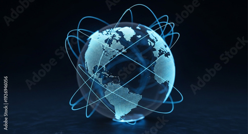 Digital globe showcasing global network connections and technological advancements worldwide.