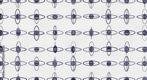 Abstract geometric ellipses and circles pattern in shades of blue and grey on white background