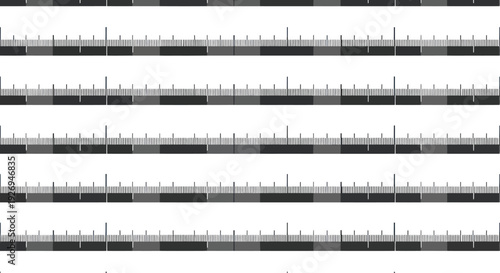 Abstract graphic pattern with varying bar heights and segment colors in grayscale tones