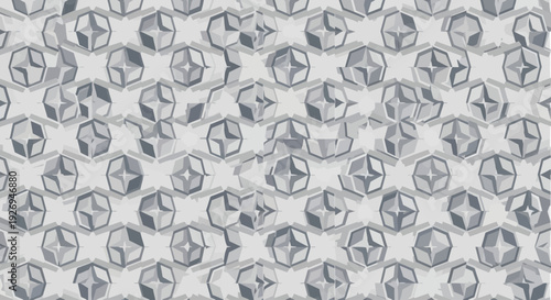 Geometric starburst pattern in gray and white, abstract repeating design, vector illustration
