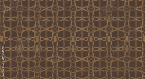 Geometric repeating pattern in brown tones, abstract ornamental design, editable vector