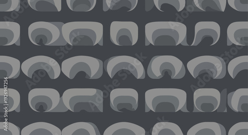 Geometric abstract shapes in shades of gray, arranged in a repeating pattern.