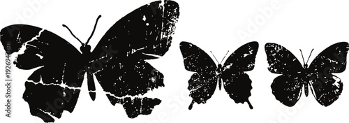 black silhouette butterflies flying in a row nature insect wings insect vector illustration