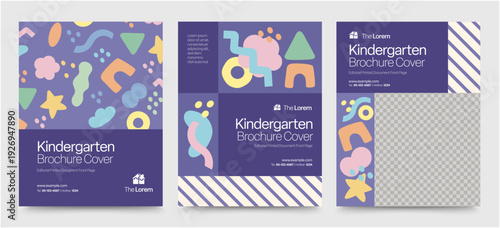 Kindergarten Brochure Cover Template for preschool booklet cover & education front page layouts