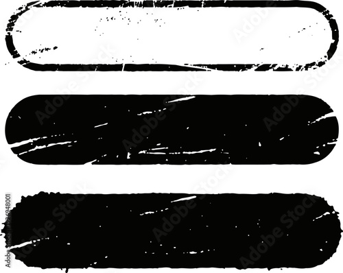 Set of grunge distressed rounded shape brushes in black for design and texture effects