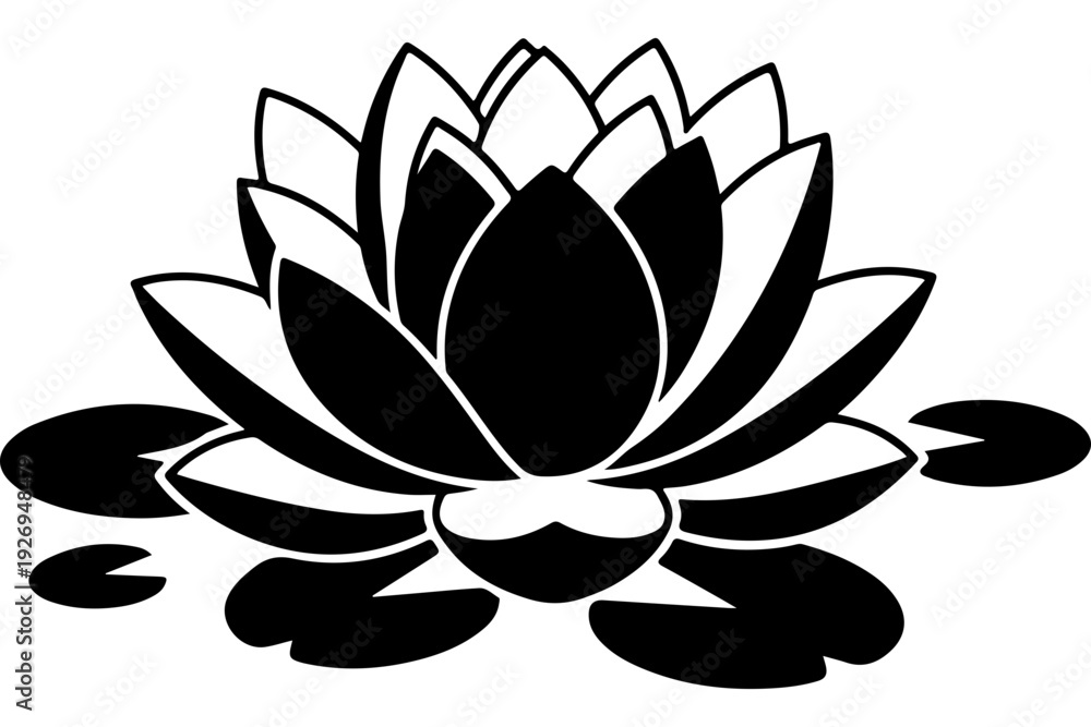Fototapeta premium Elegant Black and White Lotus Flower Icon