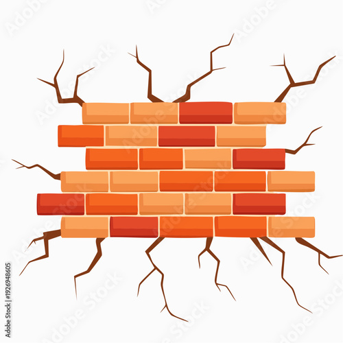 Cracked brick wall illustration depicting structural damage, building decay, and the urgent need for maintenance