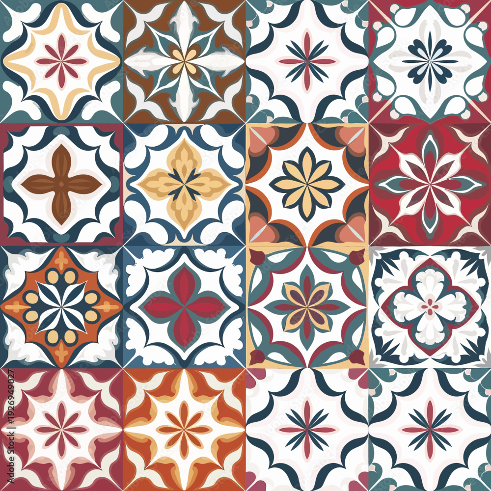 Fototapeta premium vector illustration hires Collection of High-Resolution Abstract Seamless ornament Patterns with Diverse Designs and Textures