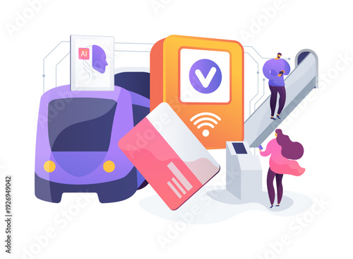 Contactless Transit Card abstract concept vector illustration.