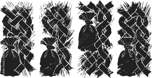 Rope knot patterns illustrations various twisted and braided rope design elements in black and white