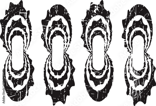 black oyster shell silhouettes set seafood illustration with textured effect shellfish natural marine design