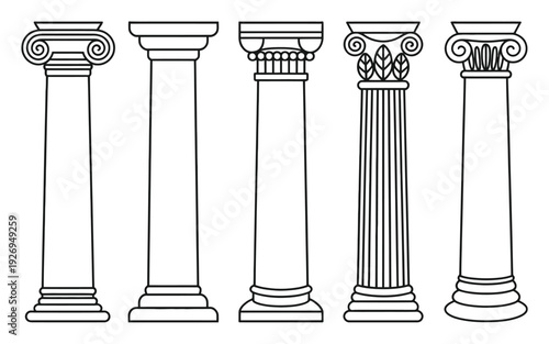 Classical Greek Columns Architectural Vector Illustration