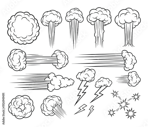 Clouds and Storm Weather Elements Vector Illustration
