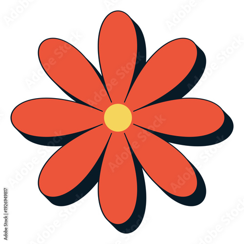 Retro 3D Flower Icon