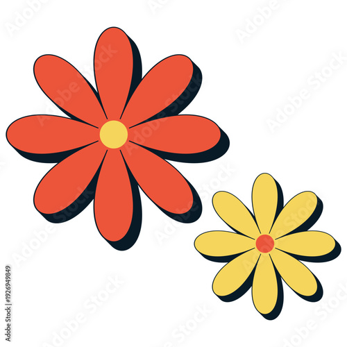 Retro Daisy Flowers Illustration
