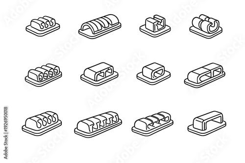 Icon icons organizer clean cable outline silhouette plastic design retention vector